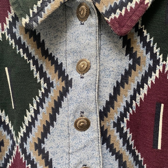 Southwestern Rodeo Style Denim Crop Jacket - Picture 5 of 6